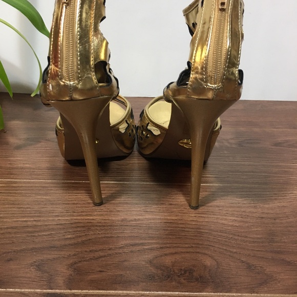 Promise Emerson Gold Peep Toe High Heels - Picture 5 of 6